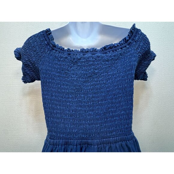 American Eagle Outfitters Womens Smocked Sexy Denim Romper Size L Navy Cutout - Picture 8 of 11